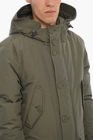 4 Pockets SHORT EBONY Padded Jacket with Logoed Buttons