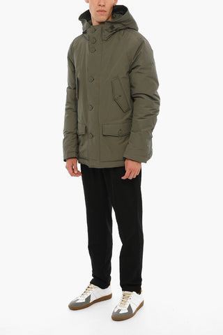 4 Pockets SHORT EBONY Padded Jacket with Logoed Buttons