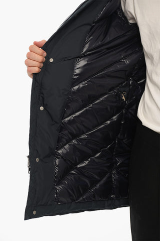 Hooded MARINE Down Jacket with Hidden Closure