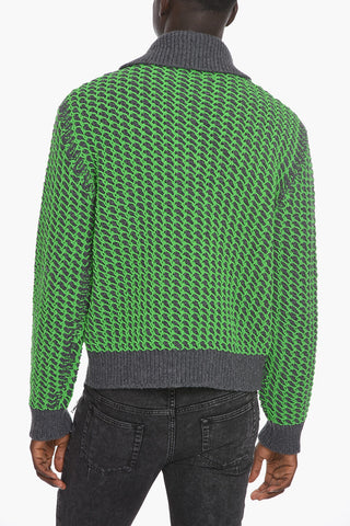 Polo Neck Chenille Wire and Wool Pullover