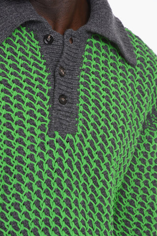 Polo Neck Chenille Wire and Wool Pullover
