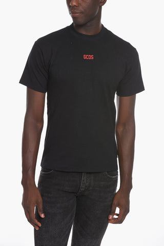 T-Shirt Girocollo in Cotone con Logo in Rilievo