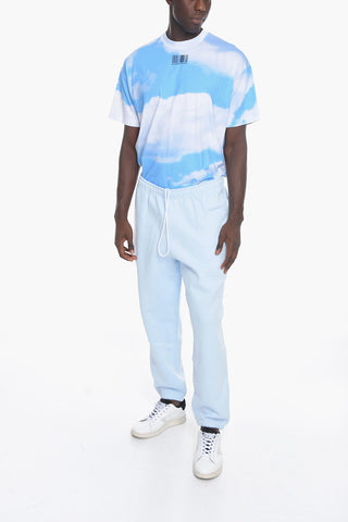 Fleeced-Cotton Joggers with Drawstring on the Waist