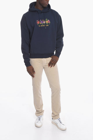Front Embroidered Solid Color Hoodie