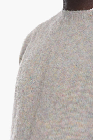 Solid Color Wool Crew-Neck Sweater