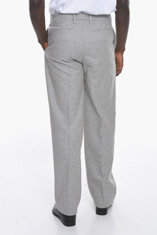 TAILORING Straight Fit Wool Blend Pants with Belt Loops
