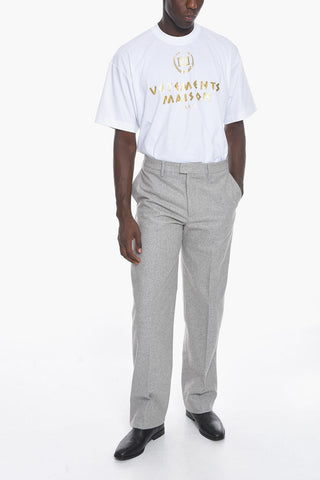 TAILORING Straight Fit Wool Blend Pants with Belt Loops