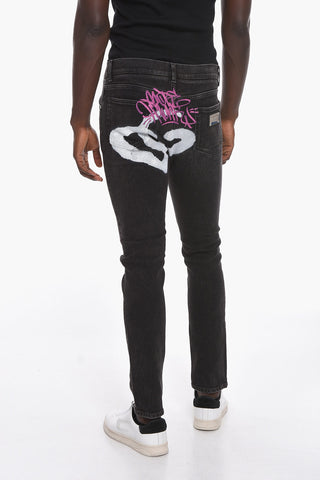 Graffiti Printed Slim Fit Jeans