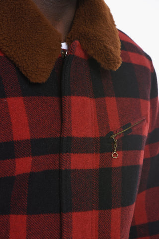 POLO Shearling Coat with Plaid-check Pattern