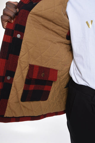 POLO Shearling Coat with Plaid-check Pattern