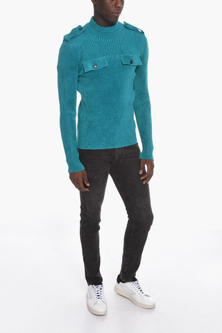 SALON 02 Turtleneck Ribbed Chenille Sweater
