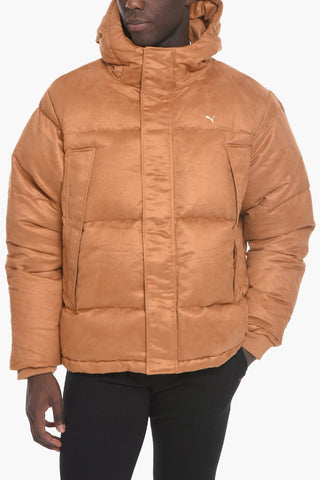 MMQ Faux-leather Puffer jacket with Hidden Fastening