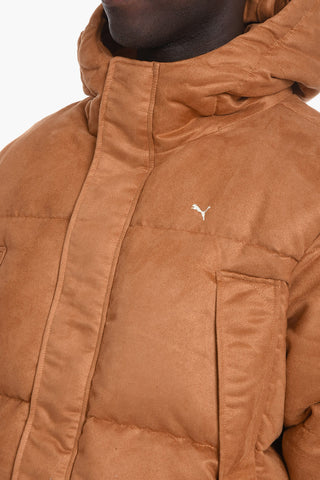 MMQ Faux-leather Puffer jacket with Hidden Fastening