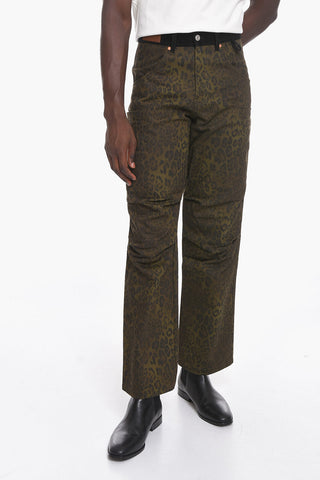 Animal Motif Cargo Pants with Corduroy Detail
