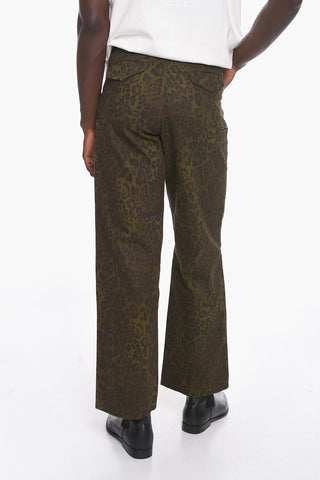 Animal Motif Cargo Pants with Corduroy Detail