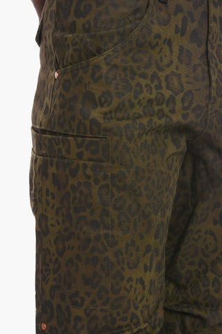 Animal Motif Cargo Pants with Corduroy Detail