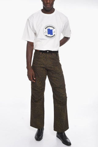 Animal Motif Cargo Pants with Corduroy Detail