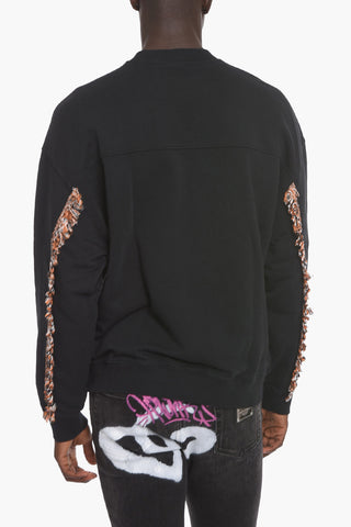 Crew Neck FRINGES COMFORT Brushed Cotton Sweatshirt