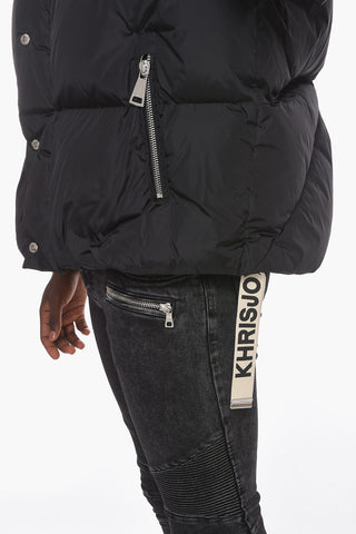 Oversized Puffer Jacket with Logoed Drawstring