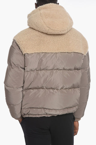 Piumino Shearling con Tasche in Pelle