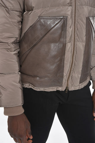 Piumino Shearling con Tasche in Pelle