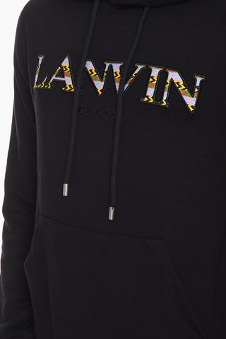 Brushed-cotton Hoodie with Jacquard Logo