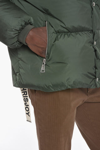 Oversized Puffer Jacket with Logoed Drawstring