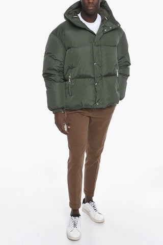 Oversized Puffer Jacket with Logoed Drawstring