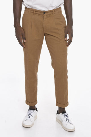 Solid Color Single-Pleat Pants with Belt Loops