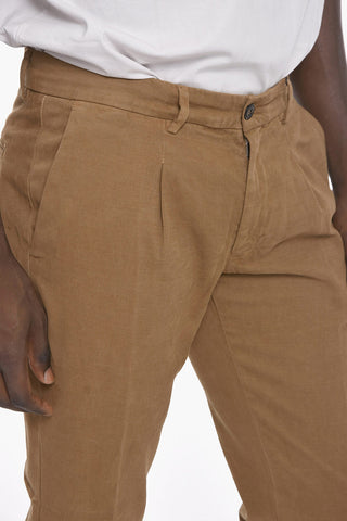 Solid Color Single-Pleat Pants with Belt Loops