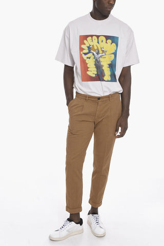 Solid Color Single-Pleat Pants with Belt Loops
