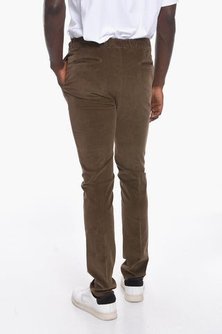 Corduroy Slim Fit Pants with Drawstring Waist