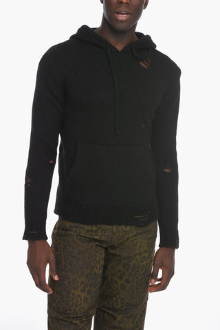 Felpa Hoodie in Maglia NORIS con Design Distressed