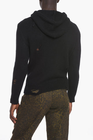 Felpa Hoodie in Maglia NORIS con Design Distressed