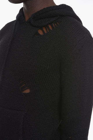 Felpa Hoodie in Maglia NORIS con Design Distressed