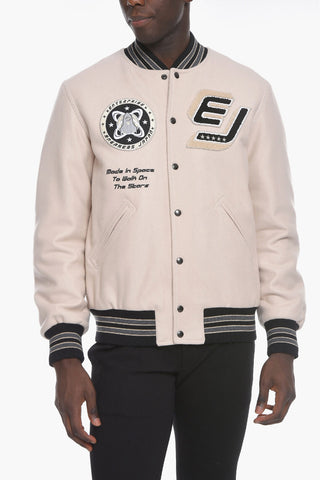 Wool Blend Varsity Jacket with Patches
