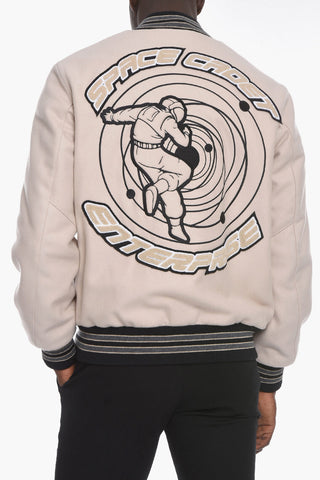 Wool Blend Varsity Jacket with Patches