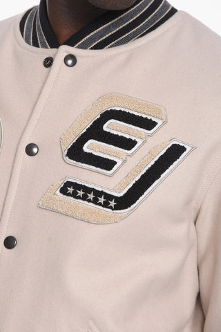 Wool Blend Varsity Jacket with Patches