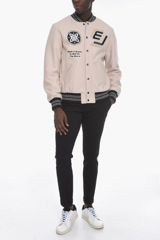 Wool Blend Varsity Jacket with Patches