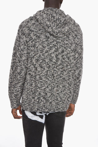 Maglia in Misto Lana con Cappuccio e Zip Frontale