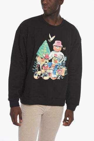 SMILEY Felpa Hoodie in Cotone Felpato