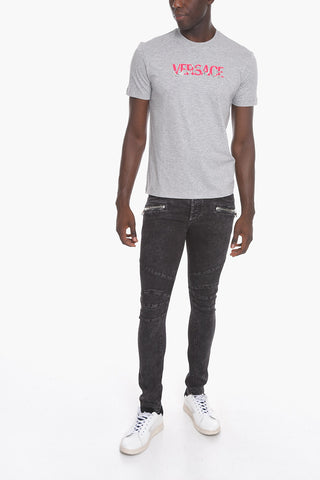 Crew Neck Taylor Fit T-Shirt with Velour Print