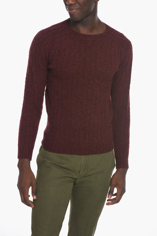 Solid Color Wool Crew-Neck Sweater