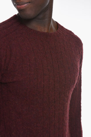 Solid Color Wool Crew-Neck Sweater