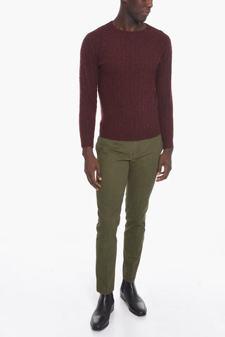 Solid Color Wool Crew-Neck Sweater