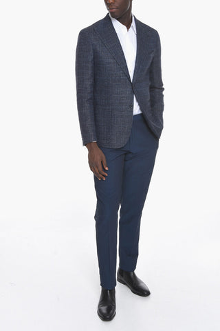 CC COLLECTION Linen-blend Halflined REWARD Blazer with Peak Lapel