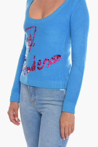 Crew Neck Sequined Logo SIGN Sweatshirt