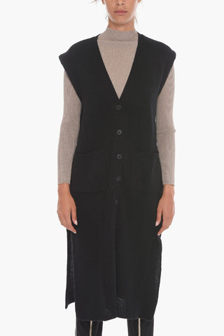 Sleeveless Cashmere Long Cardigan