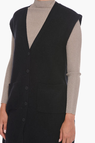 Sleeveless Cashmere Long Cardigan