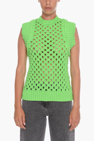 Maglia Smanicata con Motivo Traforato